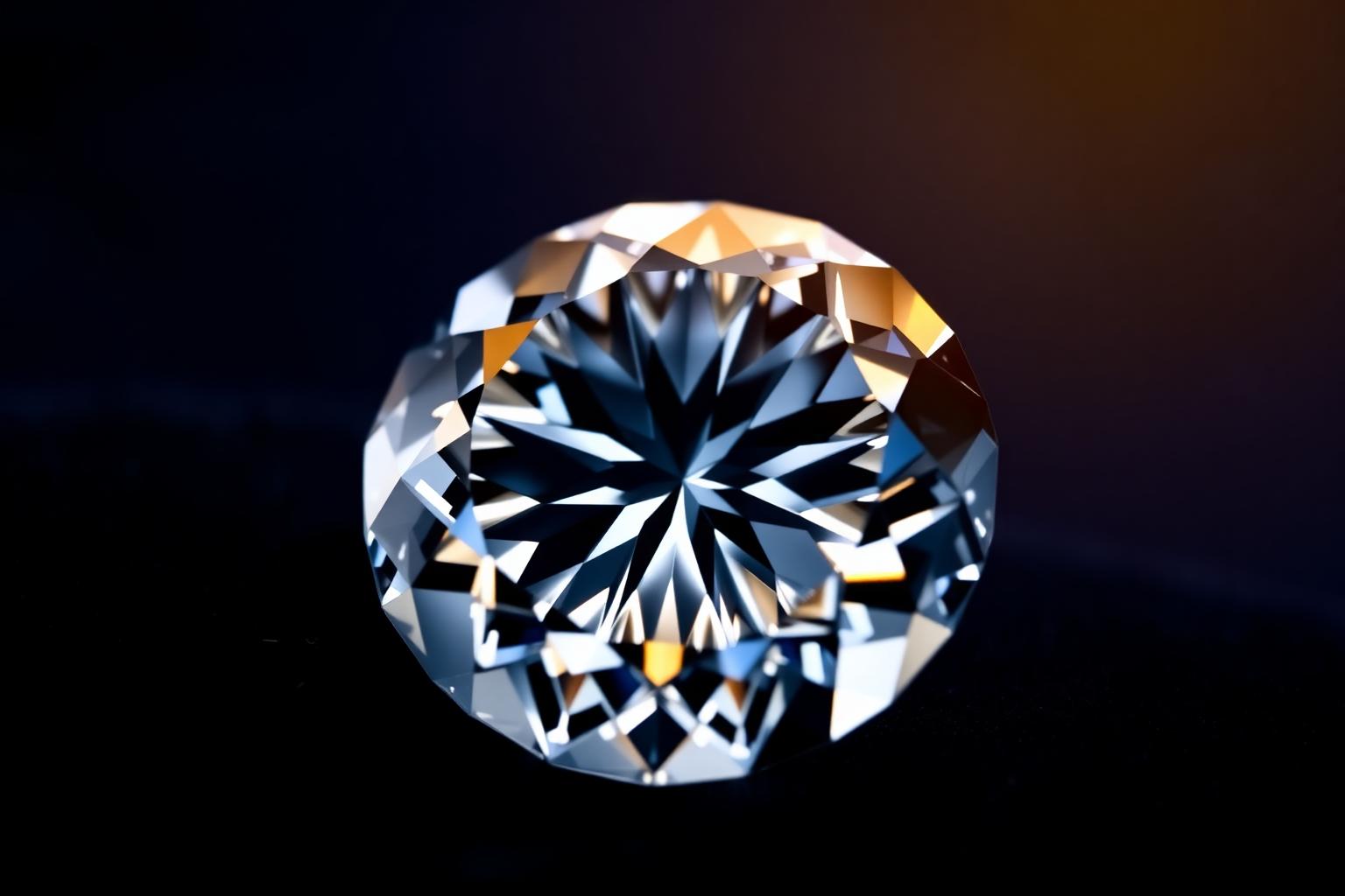 Diamante lapidado com luz dourada